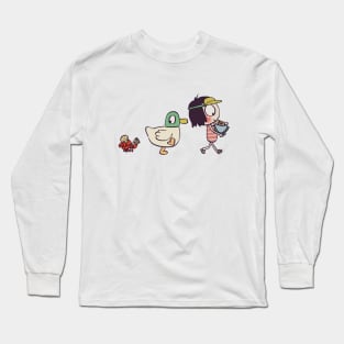 sarah and duck goes to the beach in beach break 2 / children cartoon Long Sleeve T-Shirt